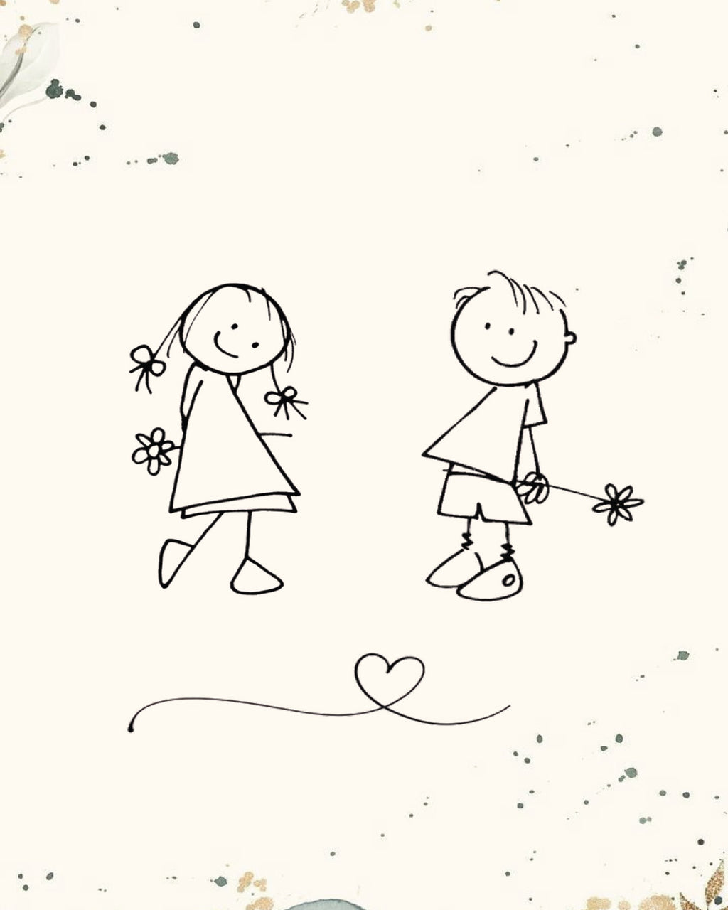 Masumiyet ve Aşk Çizgileri Dekoratif Tablo 50x70 cm Çerçevesiz Tablo