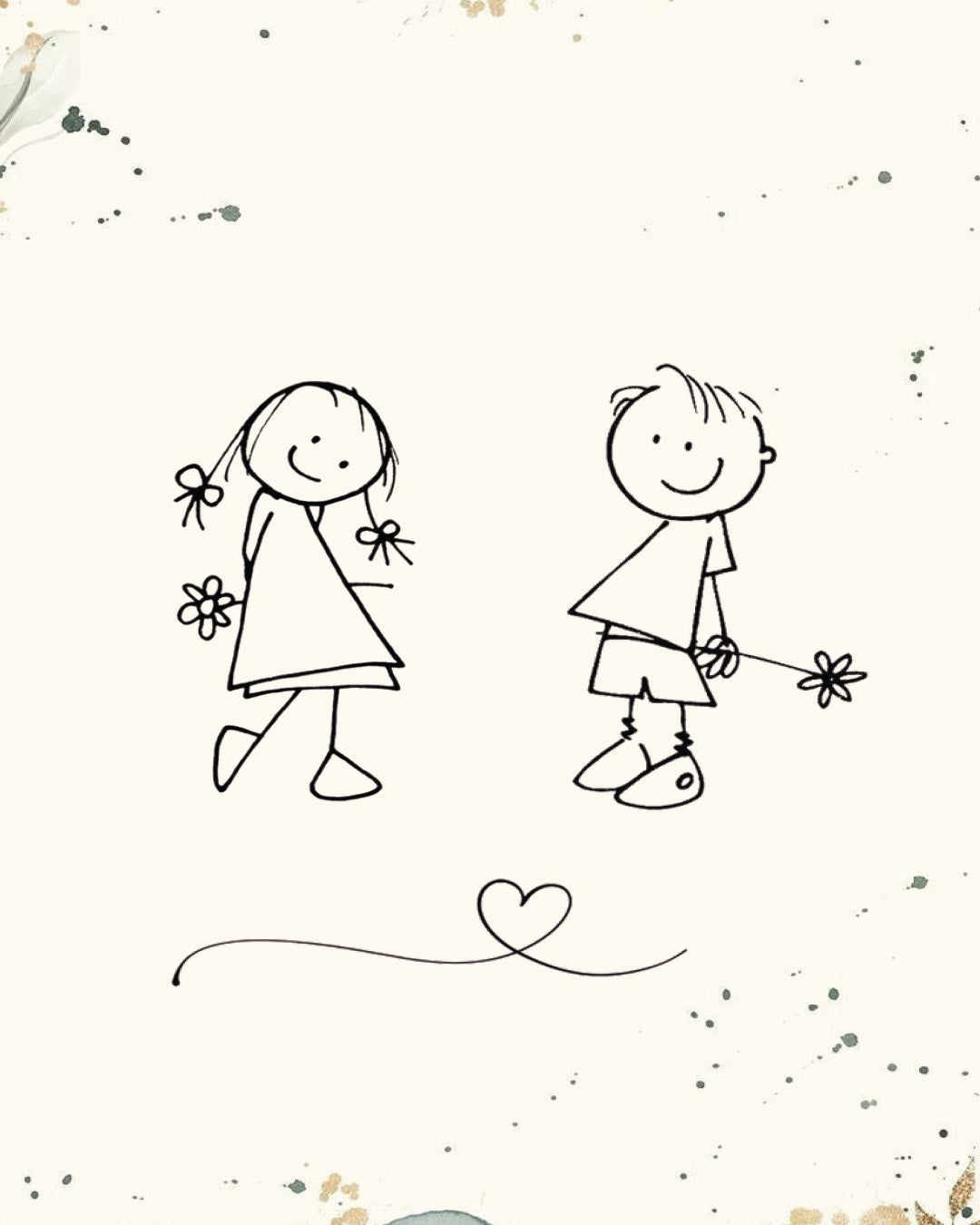 Masumiyet ve Aşk Çizgileri Dekoratif Tablo 50x70 cm Çerçevesiz Tablo