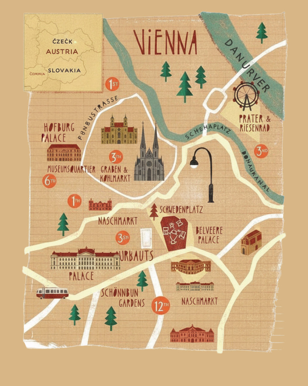 Viyana/Prag 30x40 cm Çerçevesiz Tablo