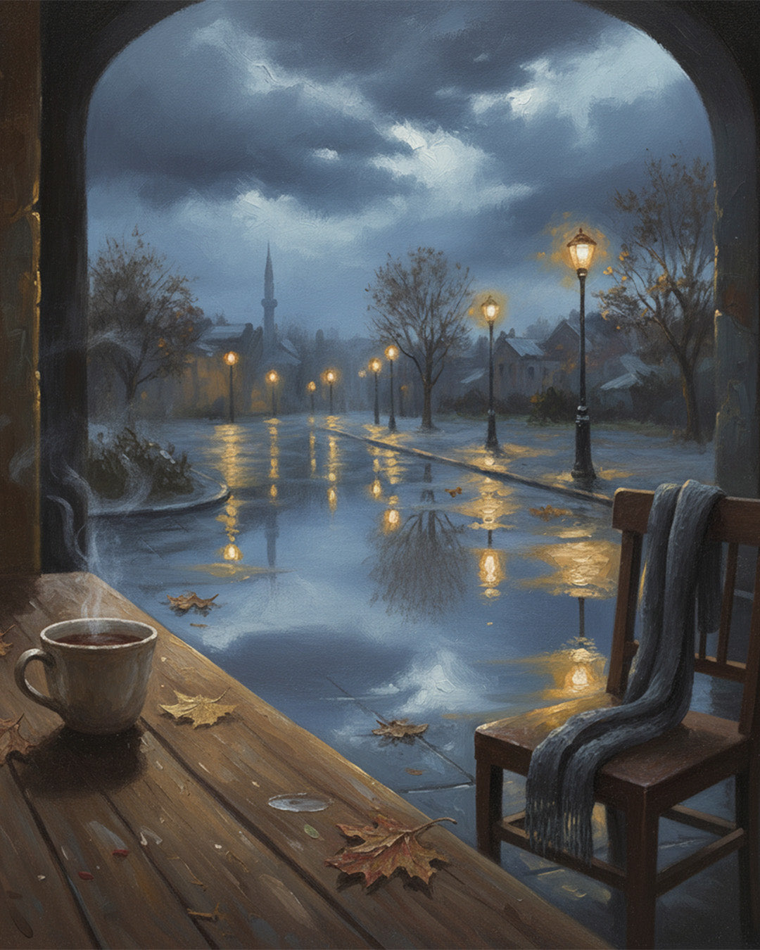 Yağmurlu Akşam Huzuru Tablosu 30x40 cm Çerçevesiz Tablo