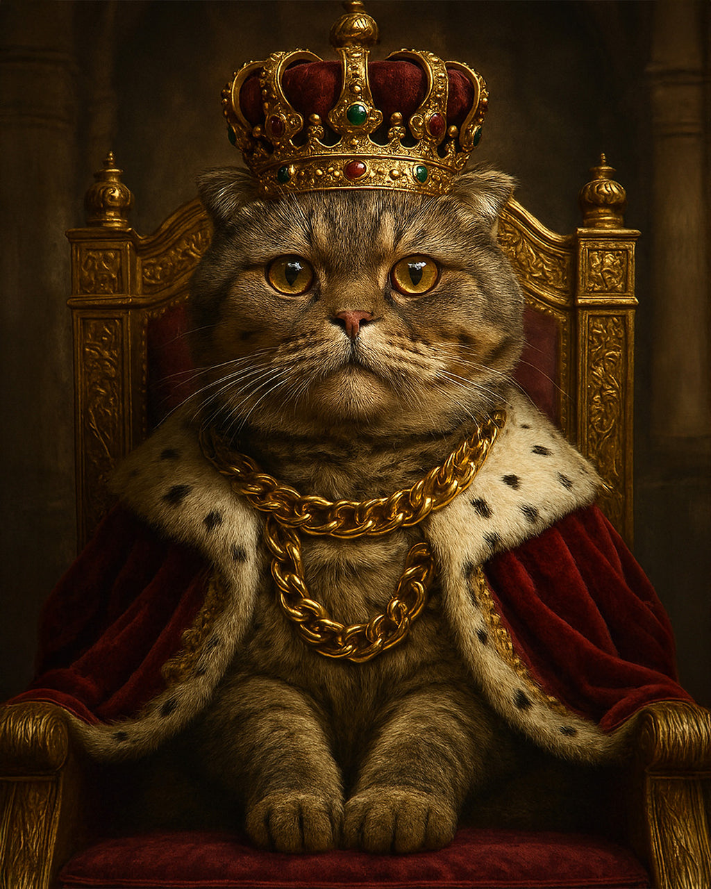 Kral Kedi 30x40cm Çerçevesiz Tablo