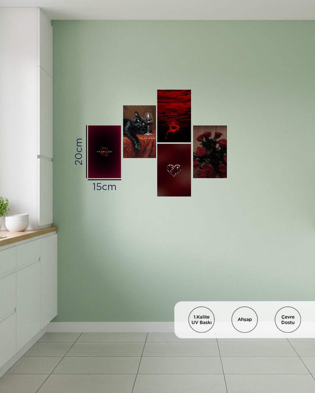 Red Love 20x15 cm Çerçevesiz Tablo