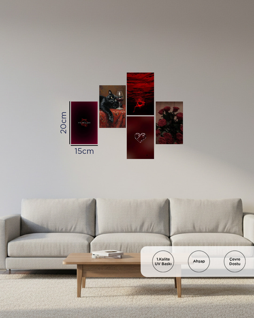 Red Love 20x15 cm Çerçevesiz Tablo