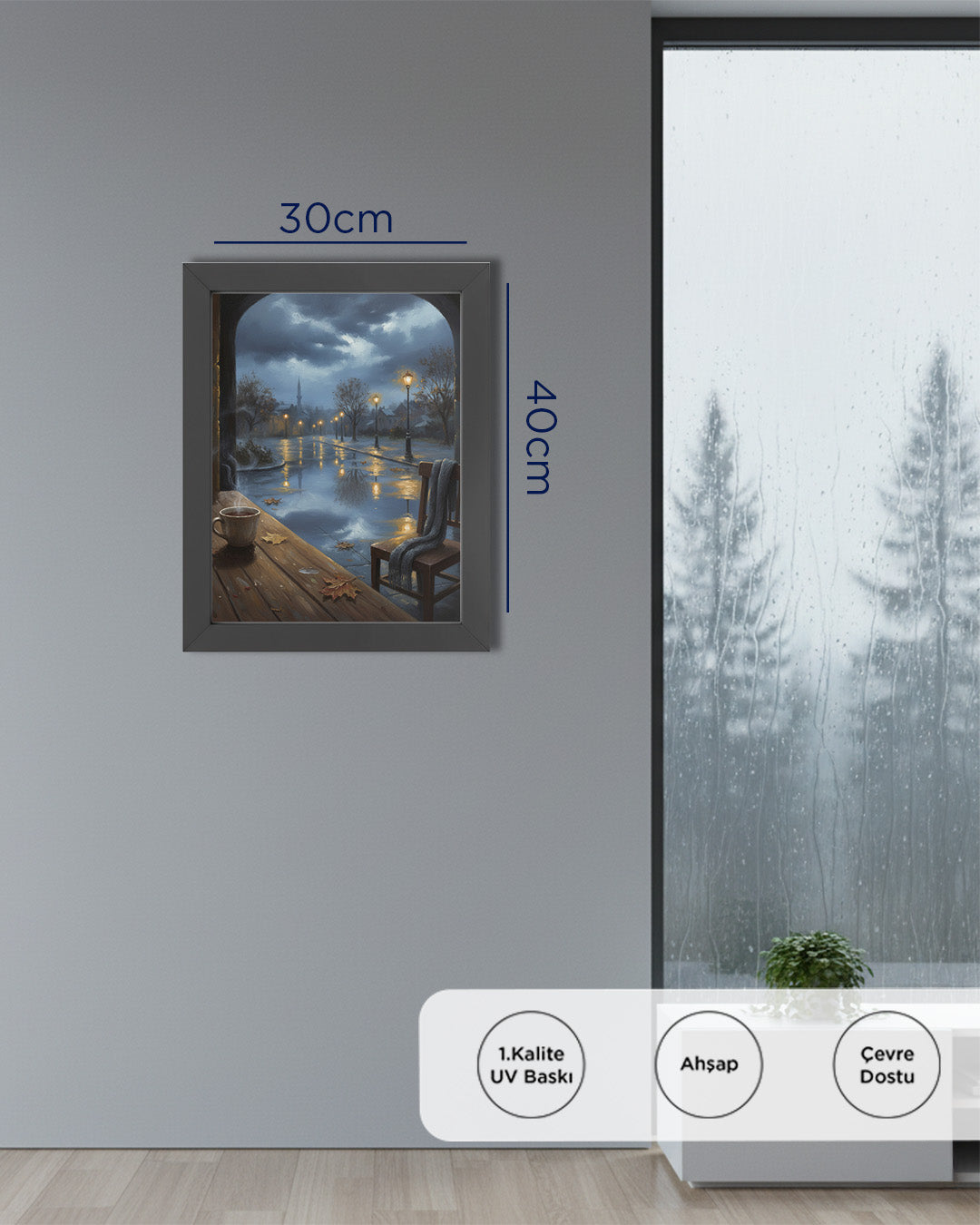 Yağmurlu Akşam Huzuru Tablosu 30x40 cm Çerçevesiz Tablo