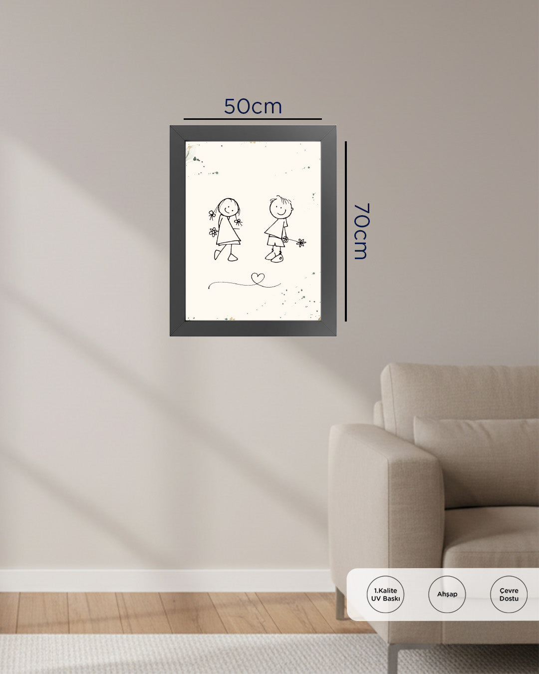 Masumiyet ve Aşk Çizgileri Dekoratif Tablo 50x70 cm Çerçevesiz Tablo