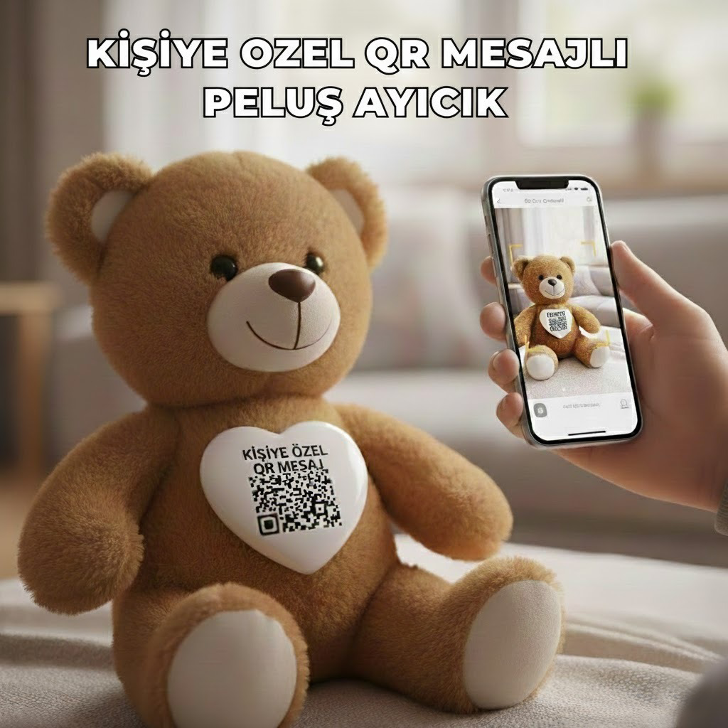 Kişiye Özel QR Mesajlı Peluş Ayıcık