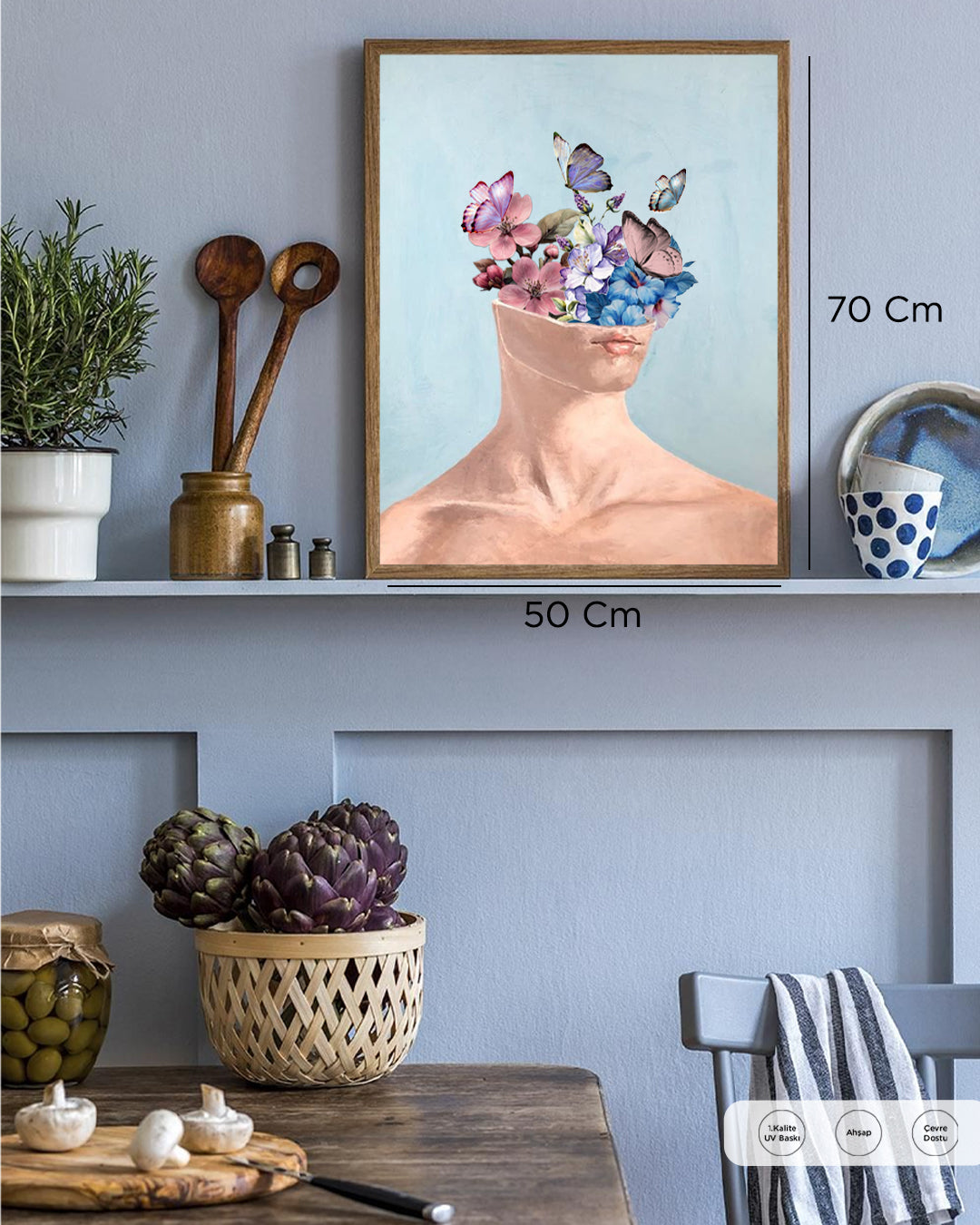 Mind Garden (Zihin Bahçesi) Soyut Portre 50x70 cm Çerçevesiz Tablo