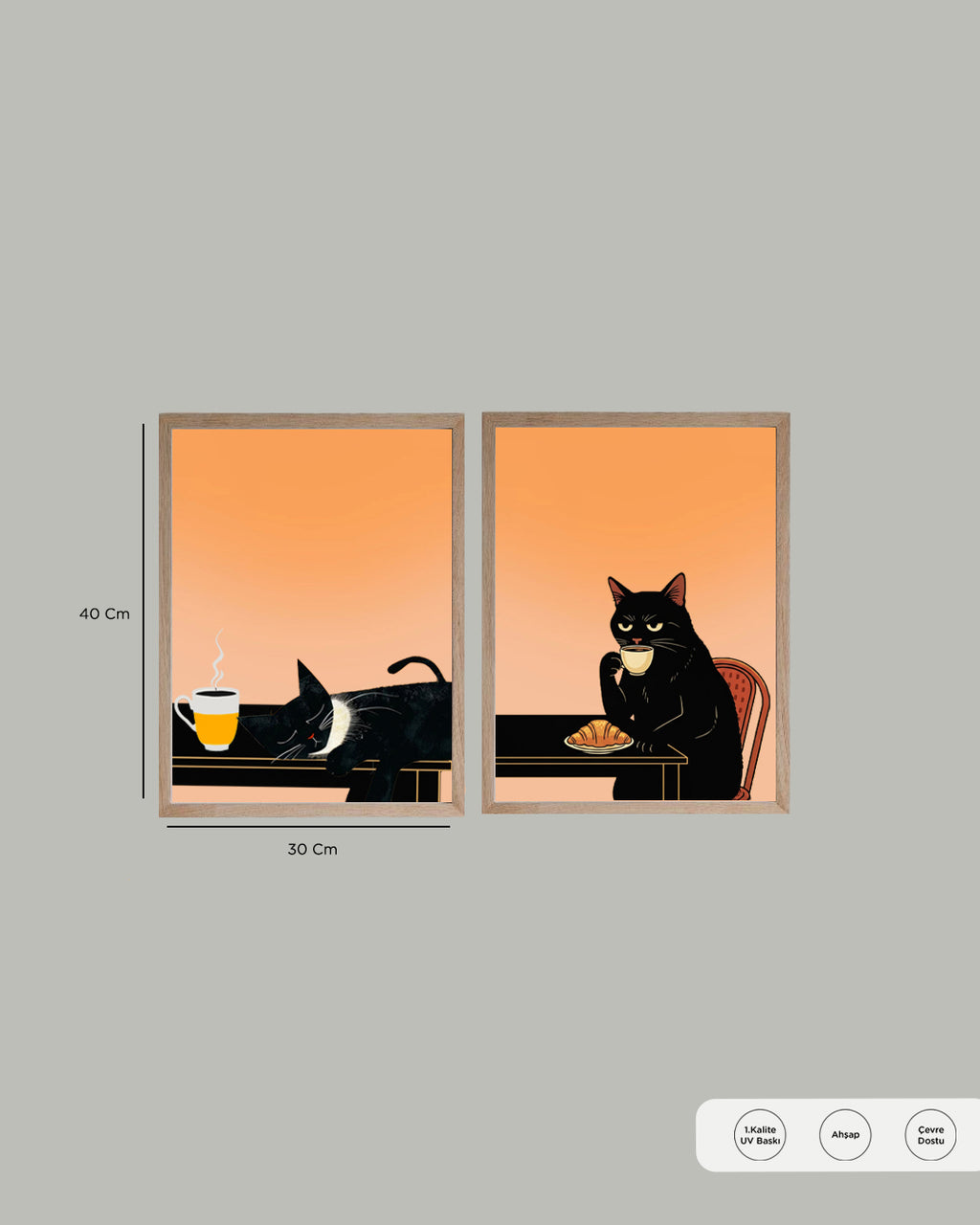 Coffeeholic Cat Tablo 30x40 cm Çerçevesiz