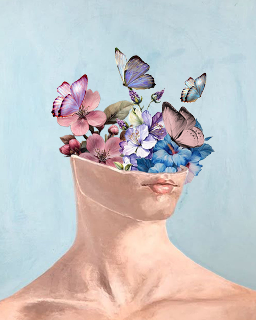 Mind Garden (Zihin Bahçesi) Soyut Portre 50x70 cm Çerçevesiz Tablo