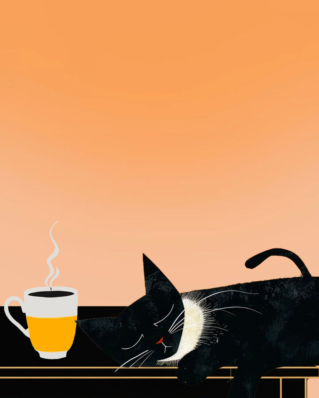 Coffeeholic Cat Tablo 30x40 cm Çerçevesiz