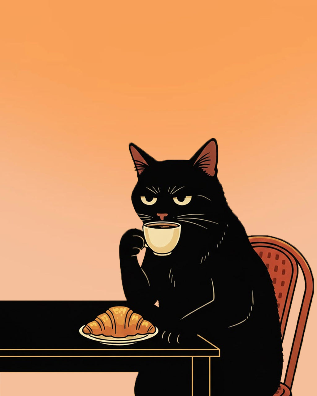 Coffeeholic Cat Tablo 30x40 cm Çerçevesiz