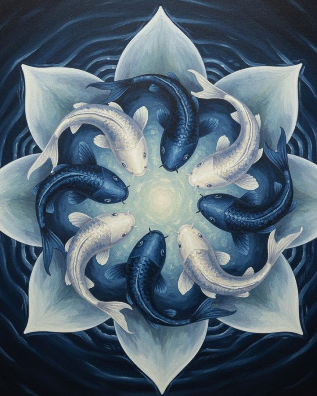 Büyülü Koi Balıklarının Dansı Tablo 30x40 cm Çerçevesiz