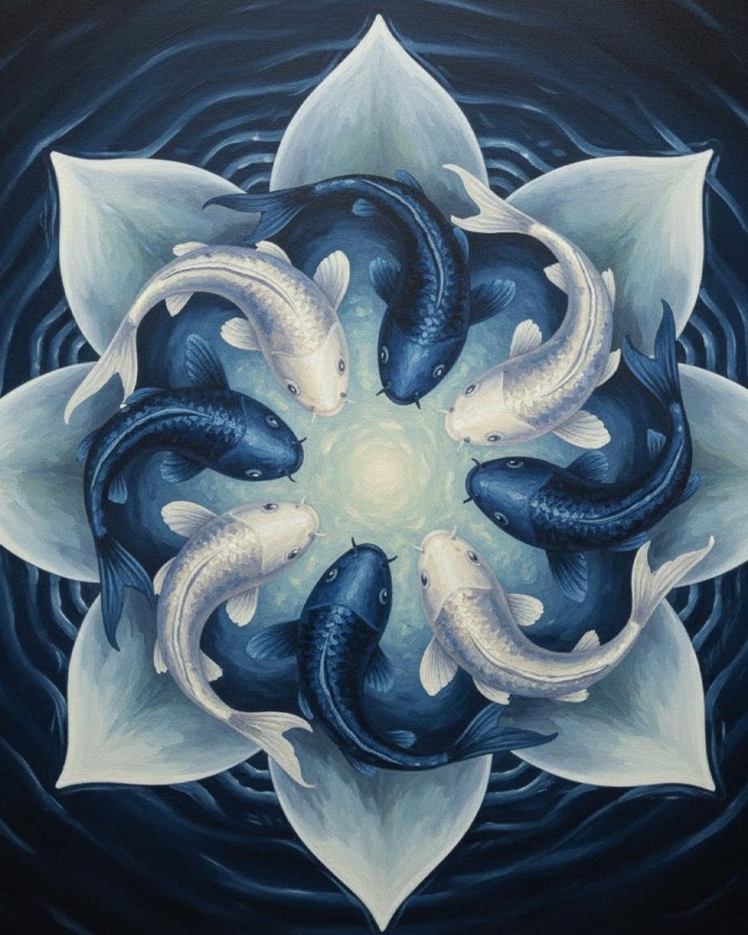 Büyülü Koi Balıklarının Dansı Tablo 30x40 cm Çerçevesiz